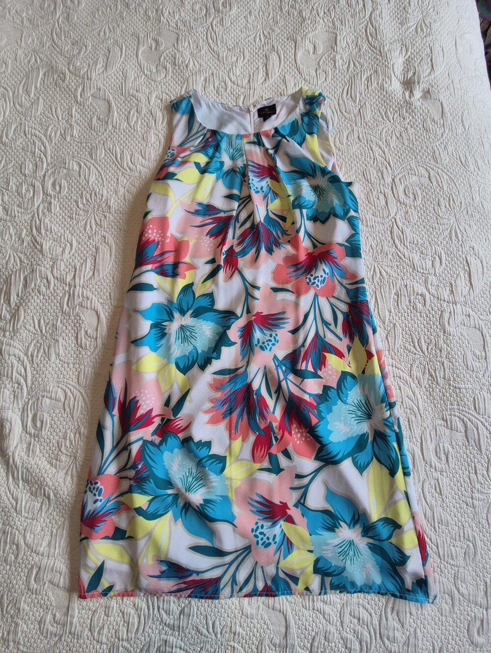 Worthington women's size 8 tropical floral shift dress multicolor print VGUC